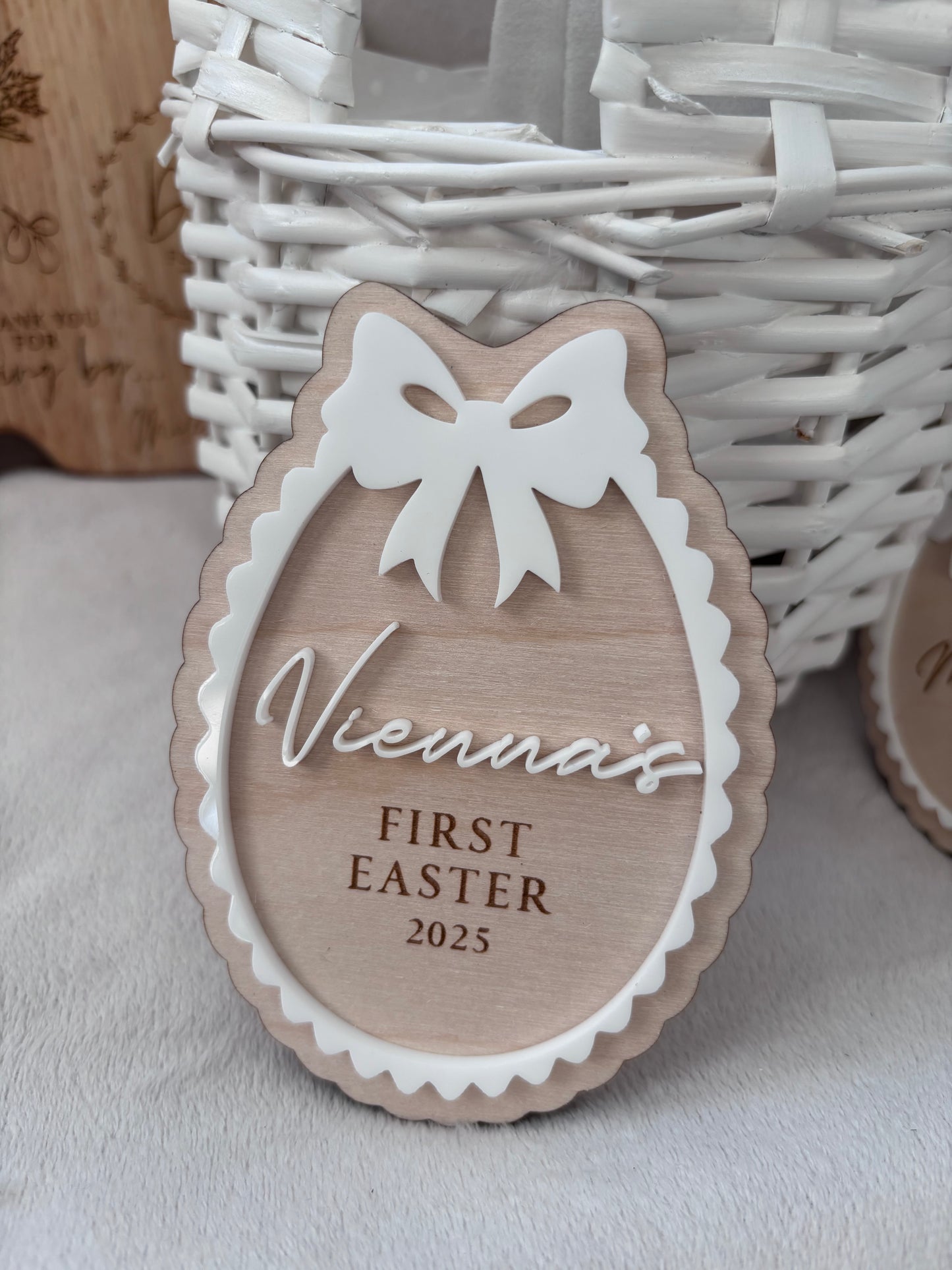 Personalised First Easter Scallop Plaque