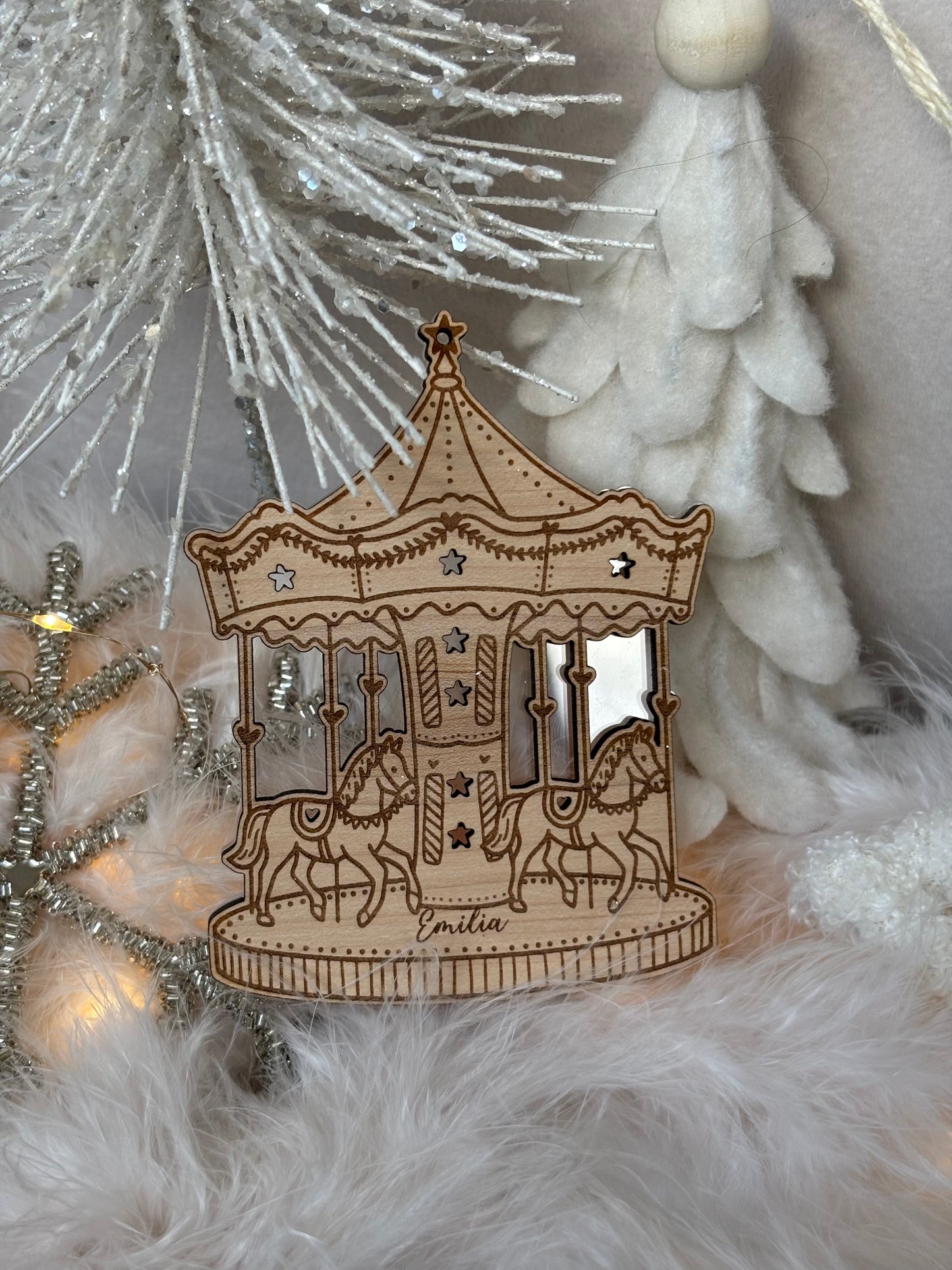 Carousel Wooden Tree Ornament