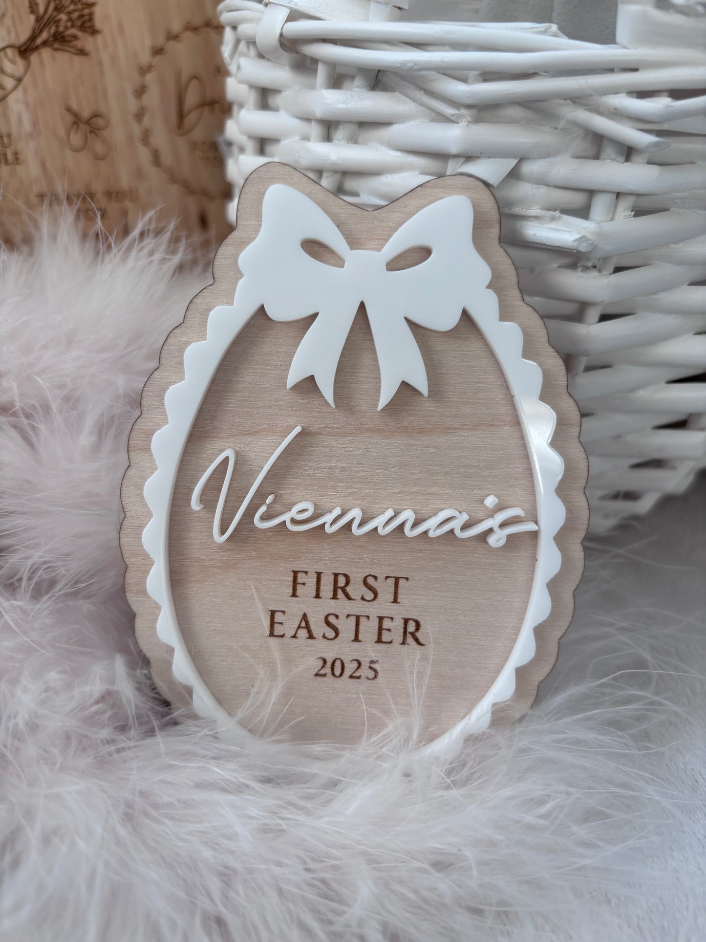 Personalised First Easter Scallop Plaque