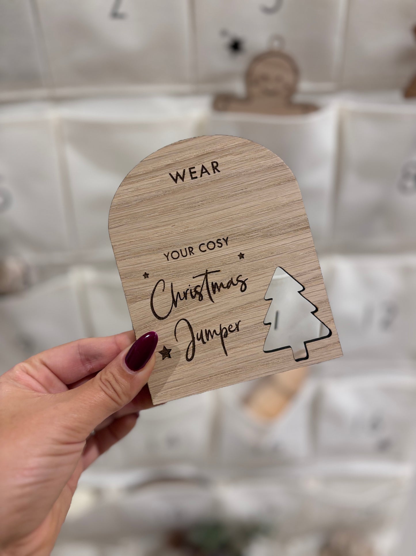 Christmas Activity Cards - Wood Advent Calendar Pocket Cards