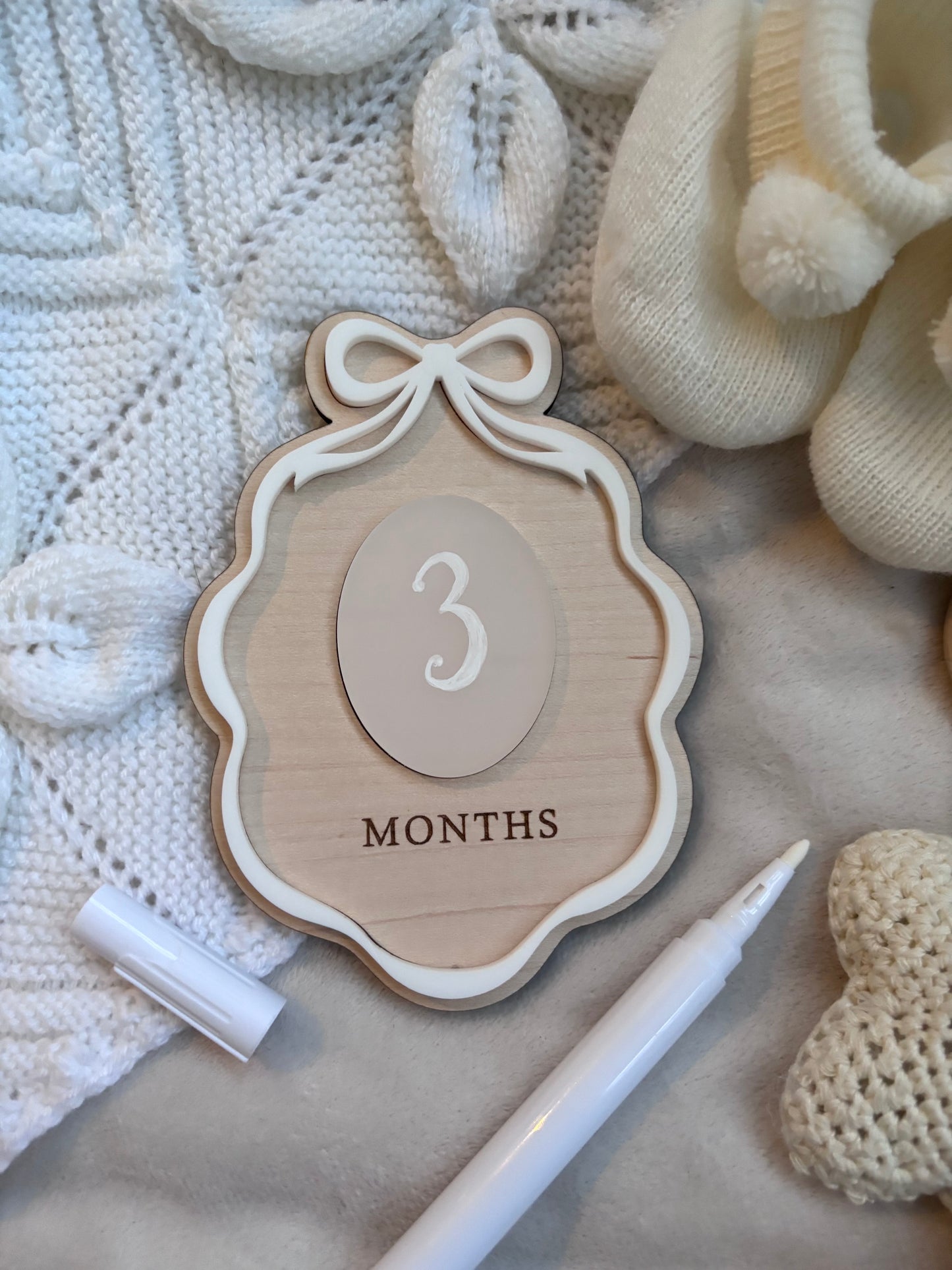 Bow Frame Monthly Milestone plaque