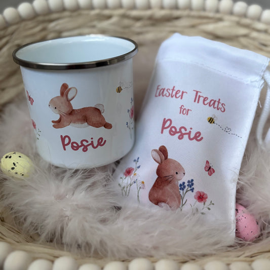 Personalised Easter Bunny Mug & Treat bag - Meadow