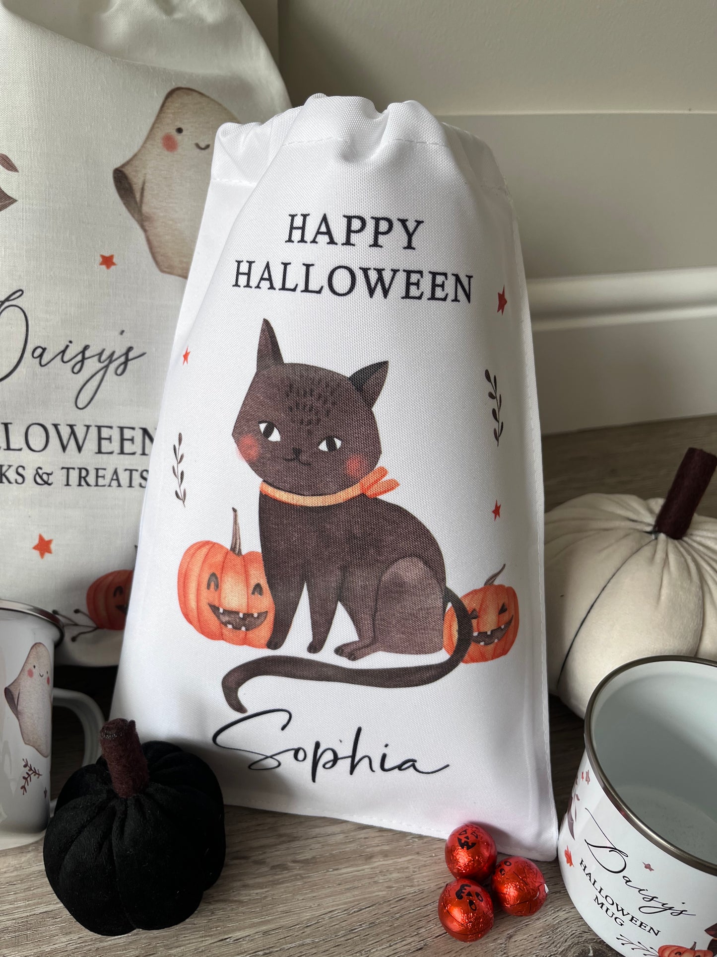 Black Cat or Batty Halloween Sack