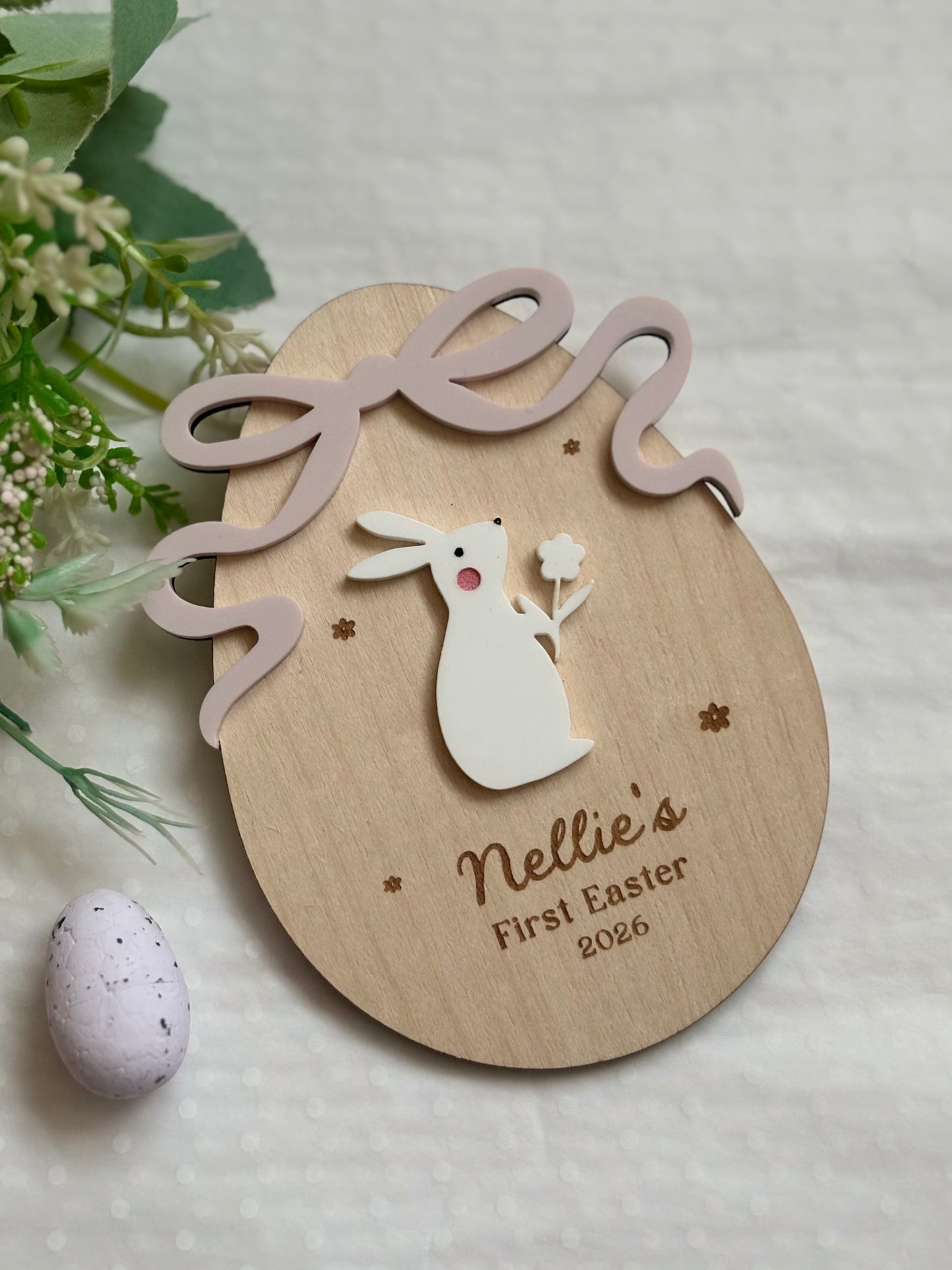 Bunnies and Bows First Easter Plaque & Basket Tag