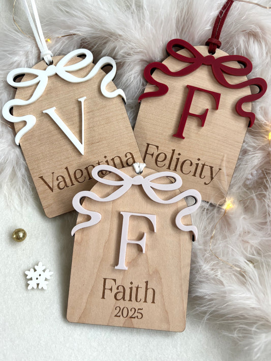 Personalised Bow Initial Bauble