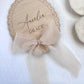 Personalised Wooden Birth Announcement Plaque with Chiffon Ribbon