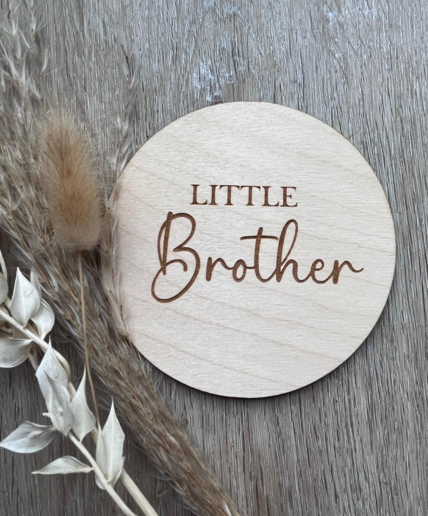 Double sided Little Brother or Sister gender announcement prop.