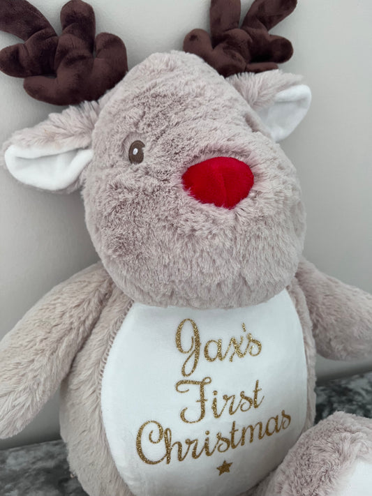 Personalised Rudolf the Reindeer  Plush & Pjs Case - First Christmas