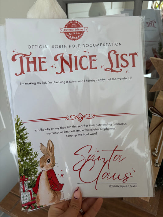 A4 Nice list certificate