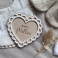 Personalised Scallop Heart Baby Name Announcement Plaque