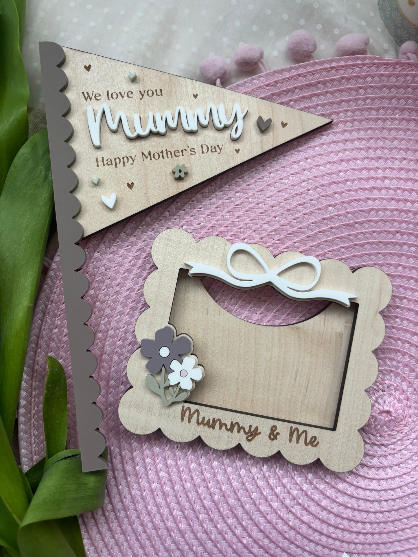 Mother’s Day Wooden Gift Flag - Mama is My Bestie - Happy Mother’s Day