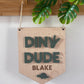 Dino Dude Personalised Plaque and Name Flag