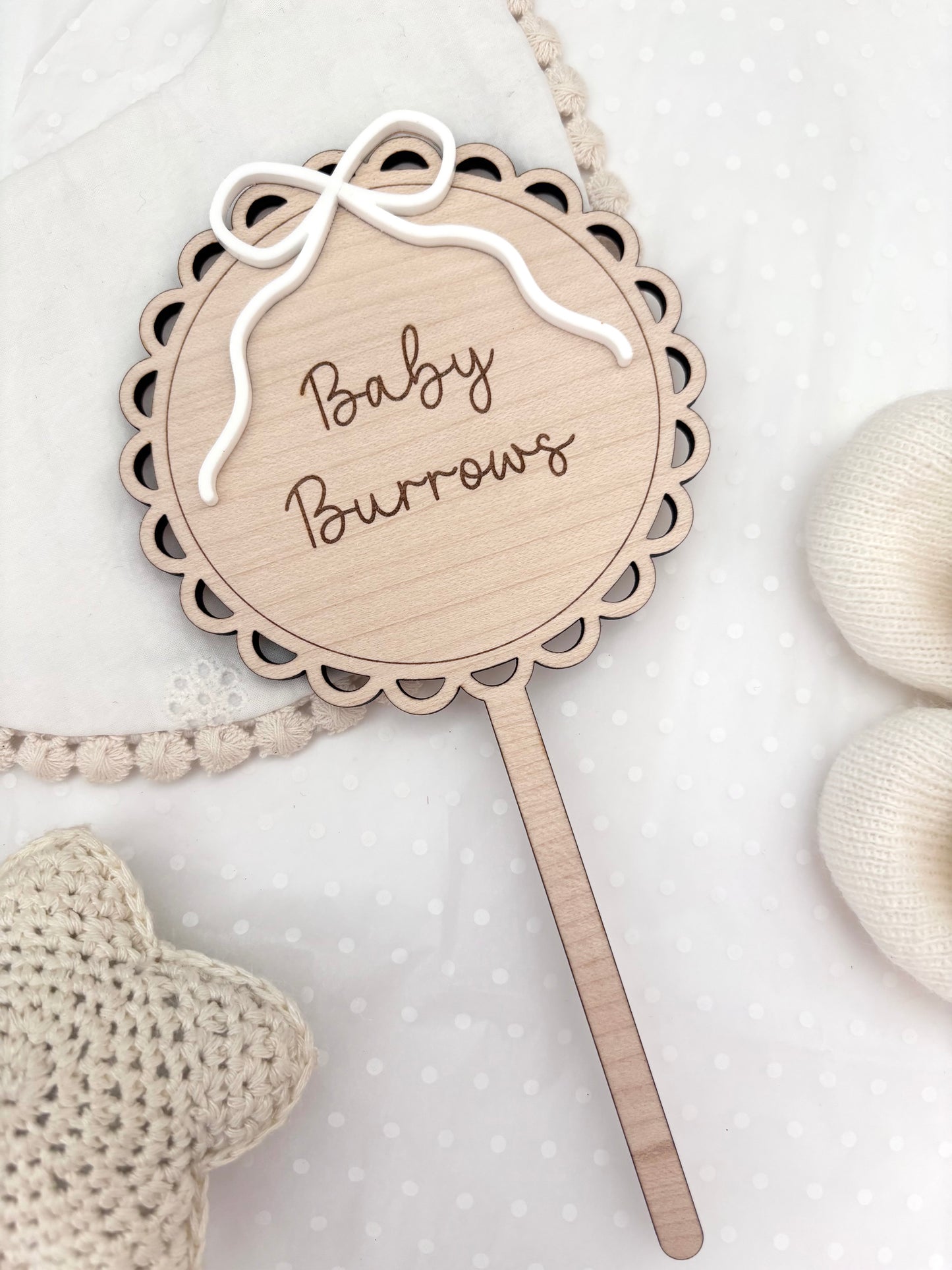 Personalised Wooden Cake Topper - Bow
