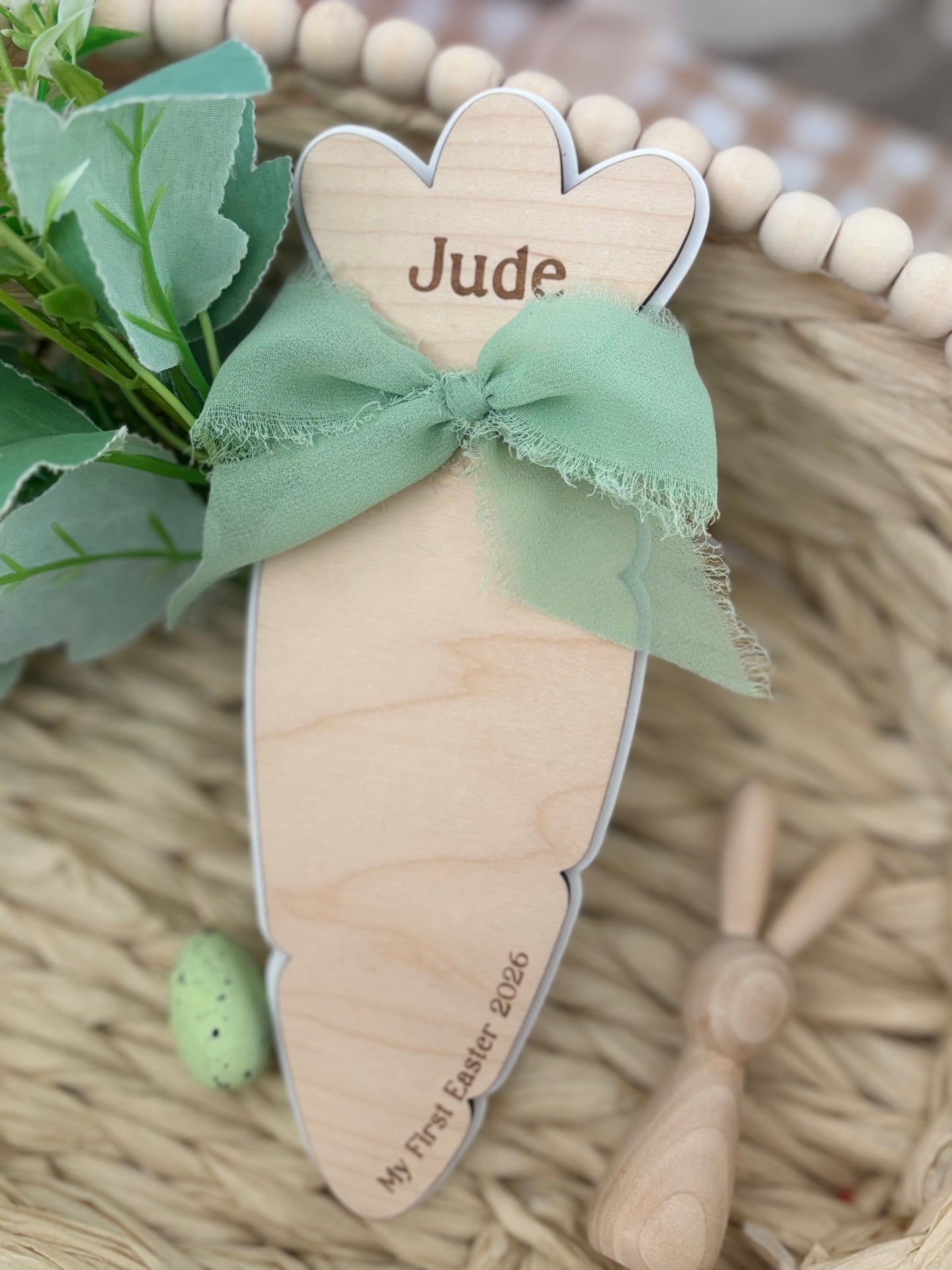 Personalised Carrot First Easter Footprint Plaque