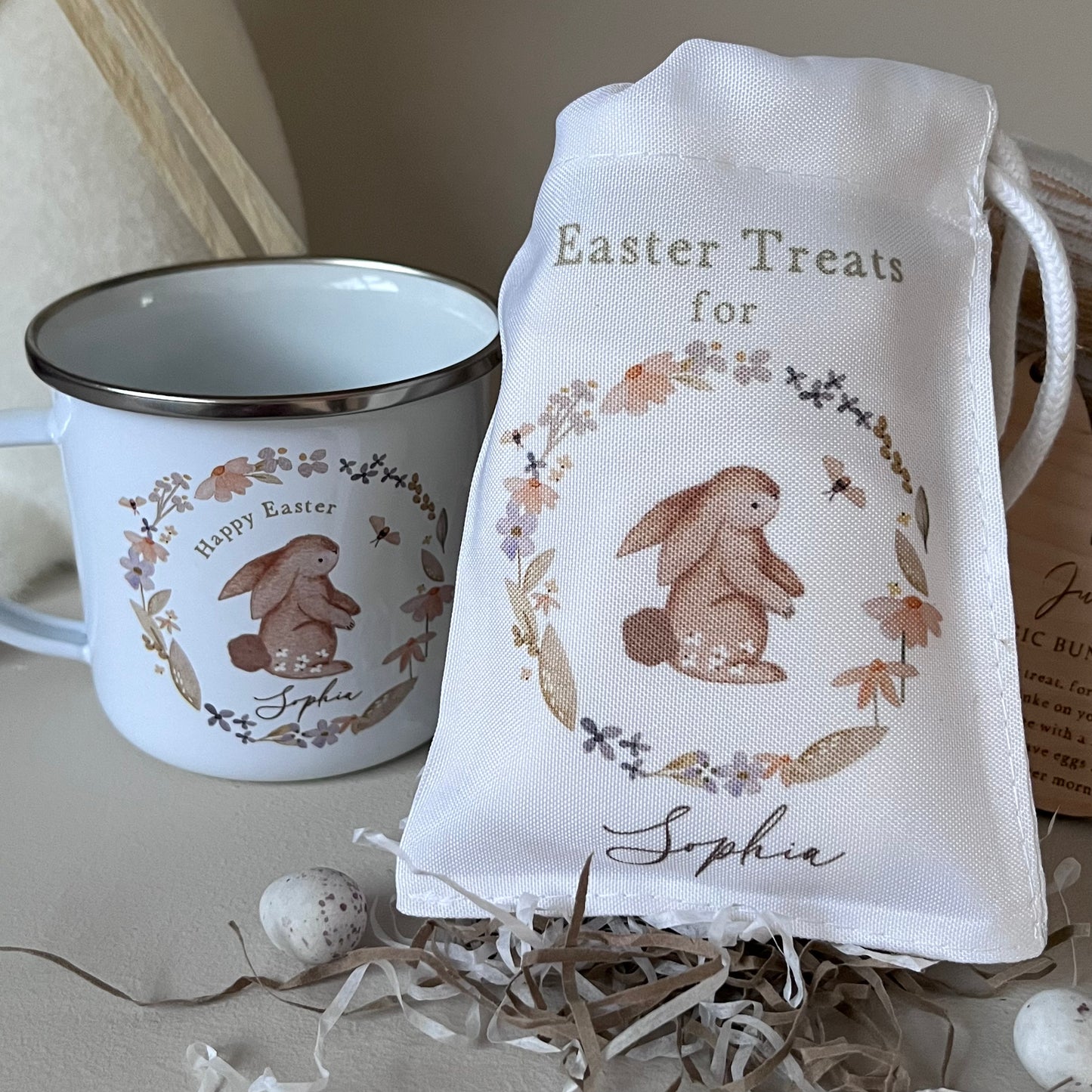 Personalised Easter Bunny Mug & Treat bag