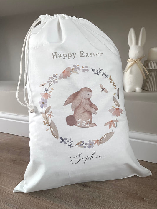 Personalised Beige Bunny Easter Gift Sack