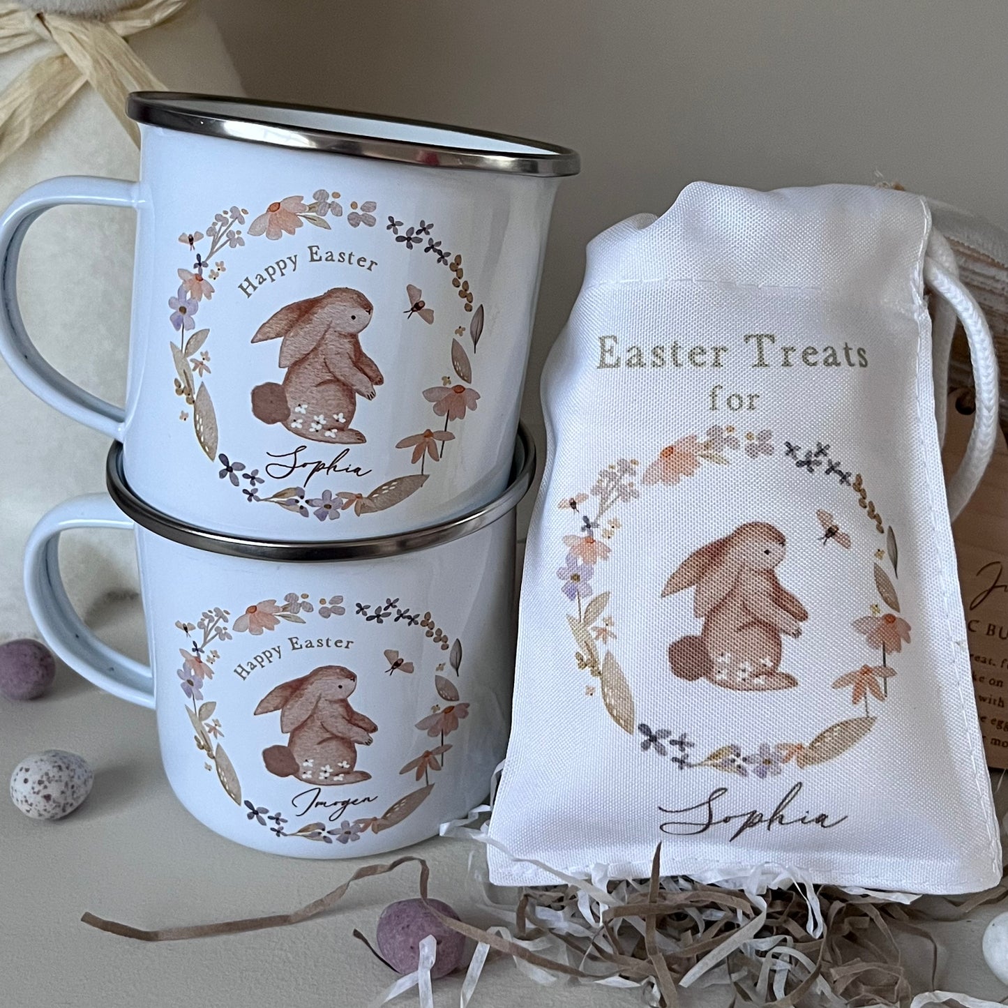 Personalised Easter Bunny Mug & Treat bag