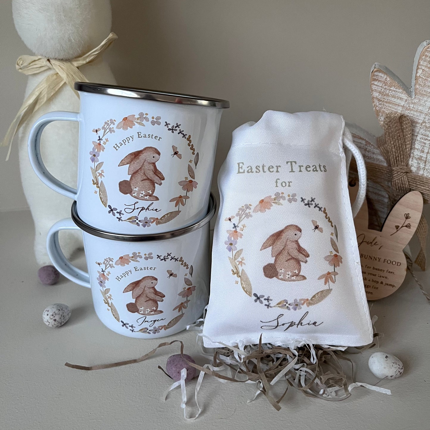 Personalised Easter Bunny Mug & Treat bag