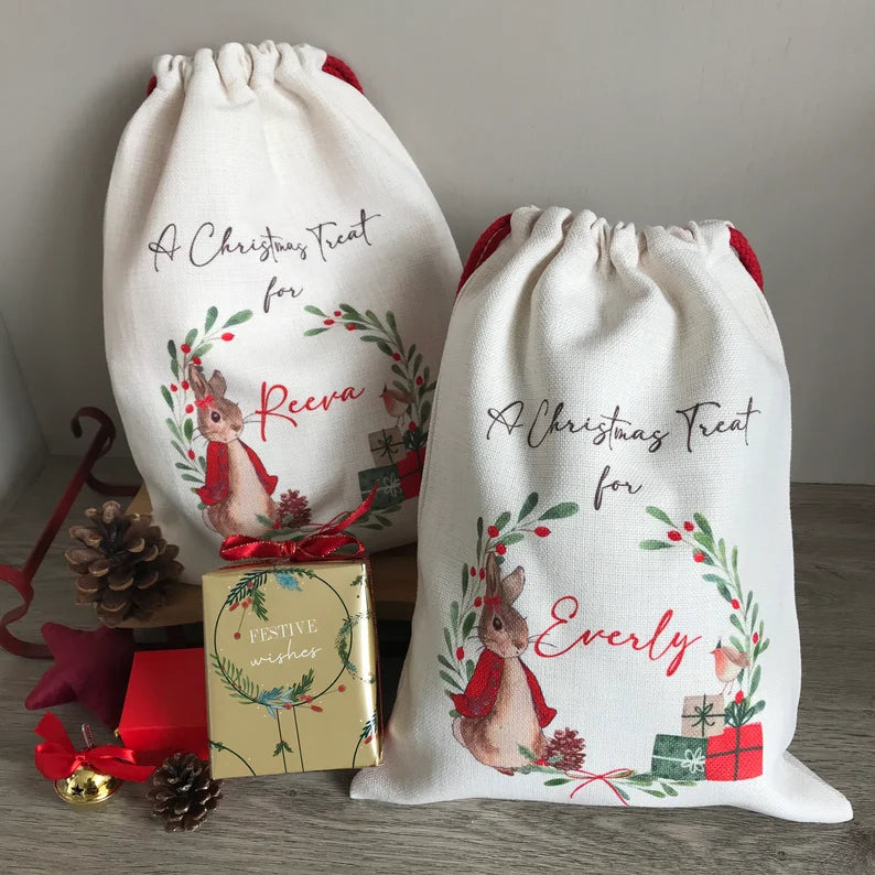 Red Bunny Christmas Sack