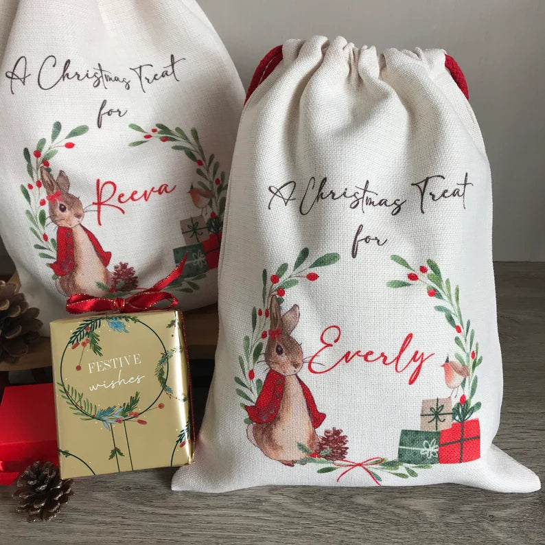 Red Bunny Christmas Sack