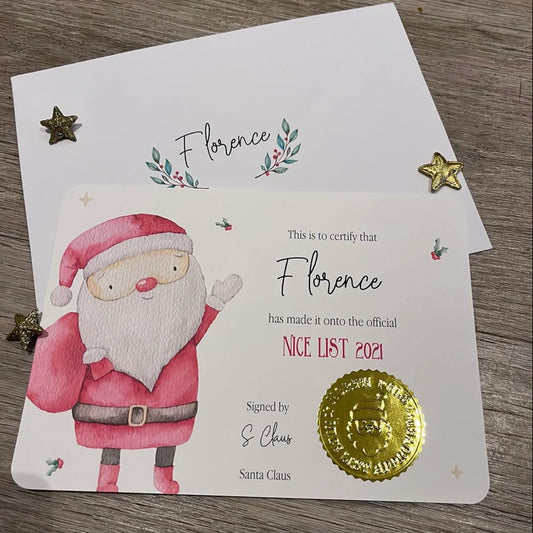 Personalised nice list certificate