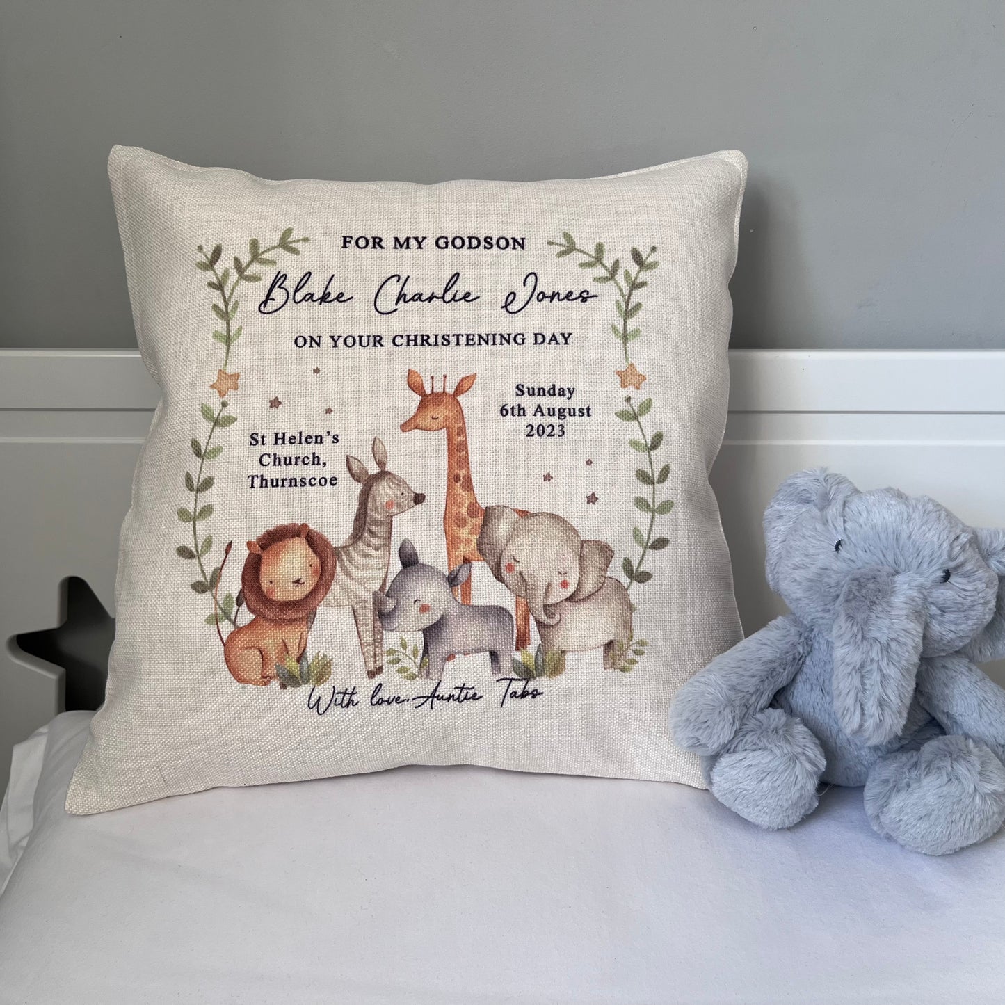 Personalised Jungle Keepsake Cushion