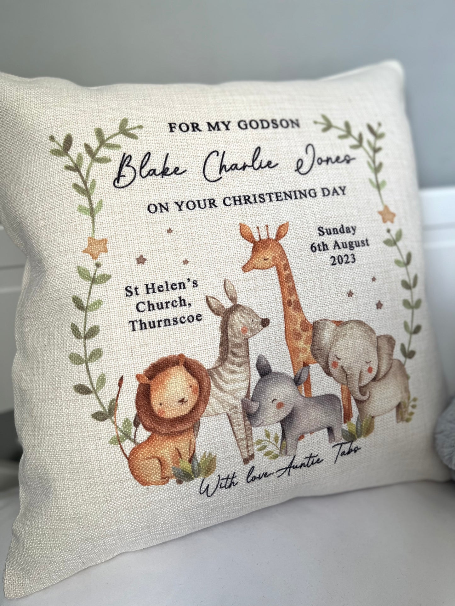 Personalised Jungle Keepsake Cushion