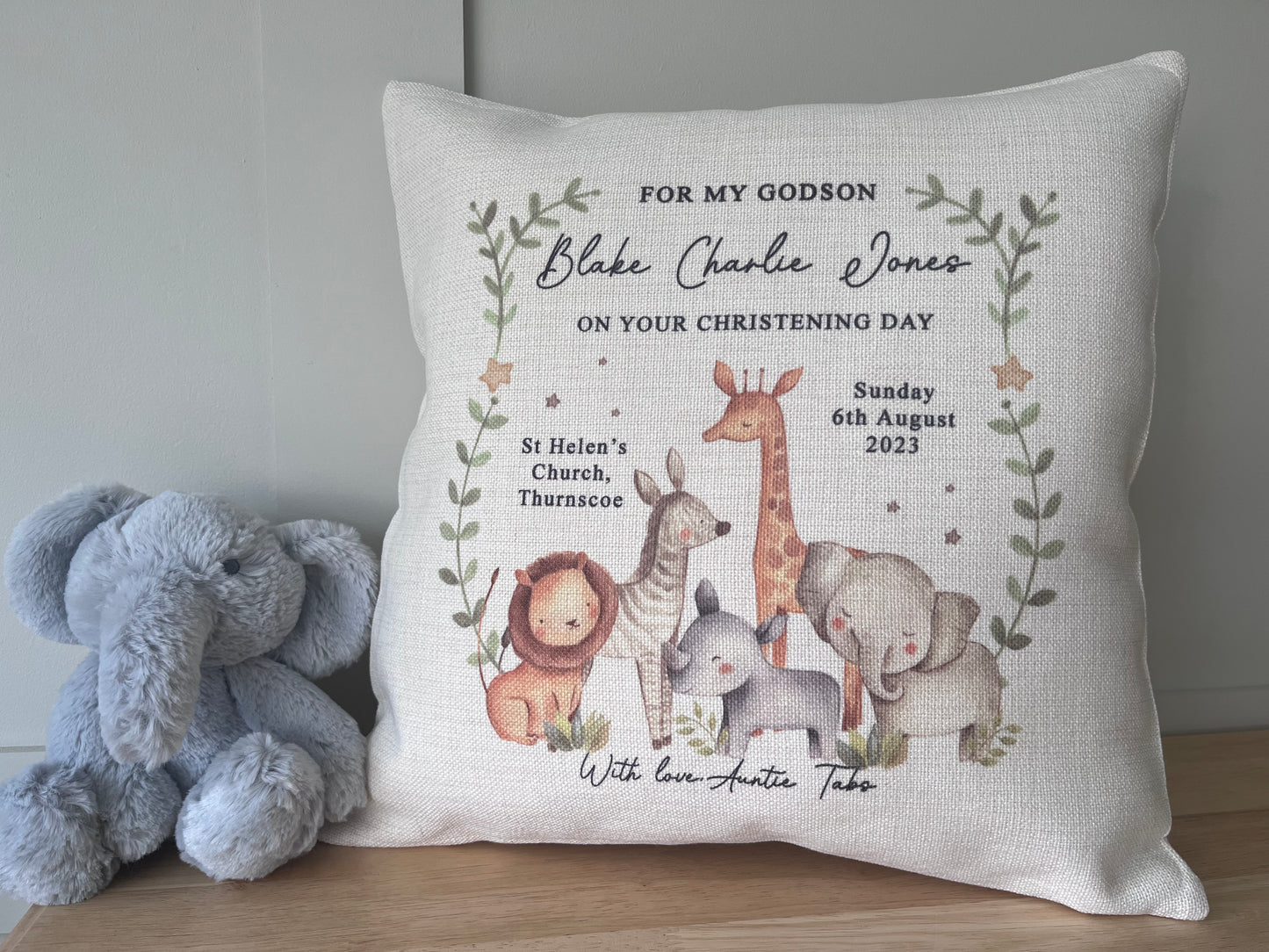 Personalised Jungle Keepsake Cushion