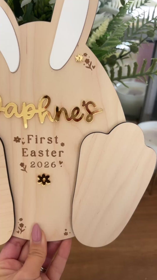 Easter Bunny Footprint Plaque