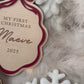 First Christmas Bow Photo Plaque & Bauble