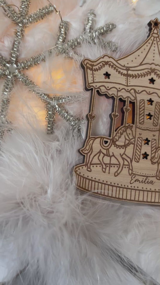 Carousel Wooden Tree Ornament